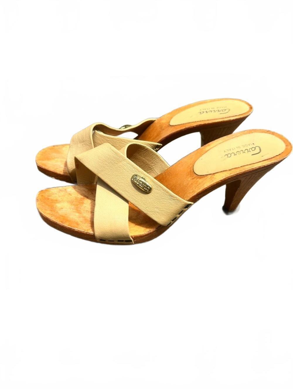 Carrera Tan Candies Vintage 1970s 80s Crisscross Slide Mules | Size EU 37 / US 6